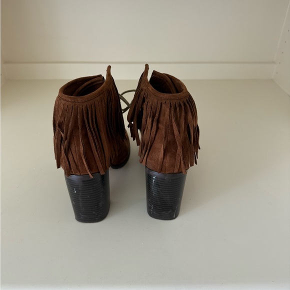 Anthropologie Vanessa Wu Brown Fringe Booties Size 41/9.5 - Picture 5 of 9